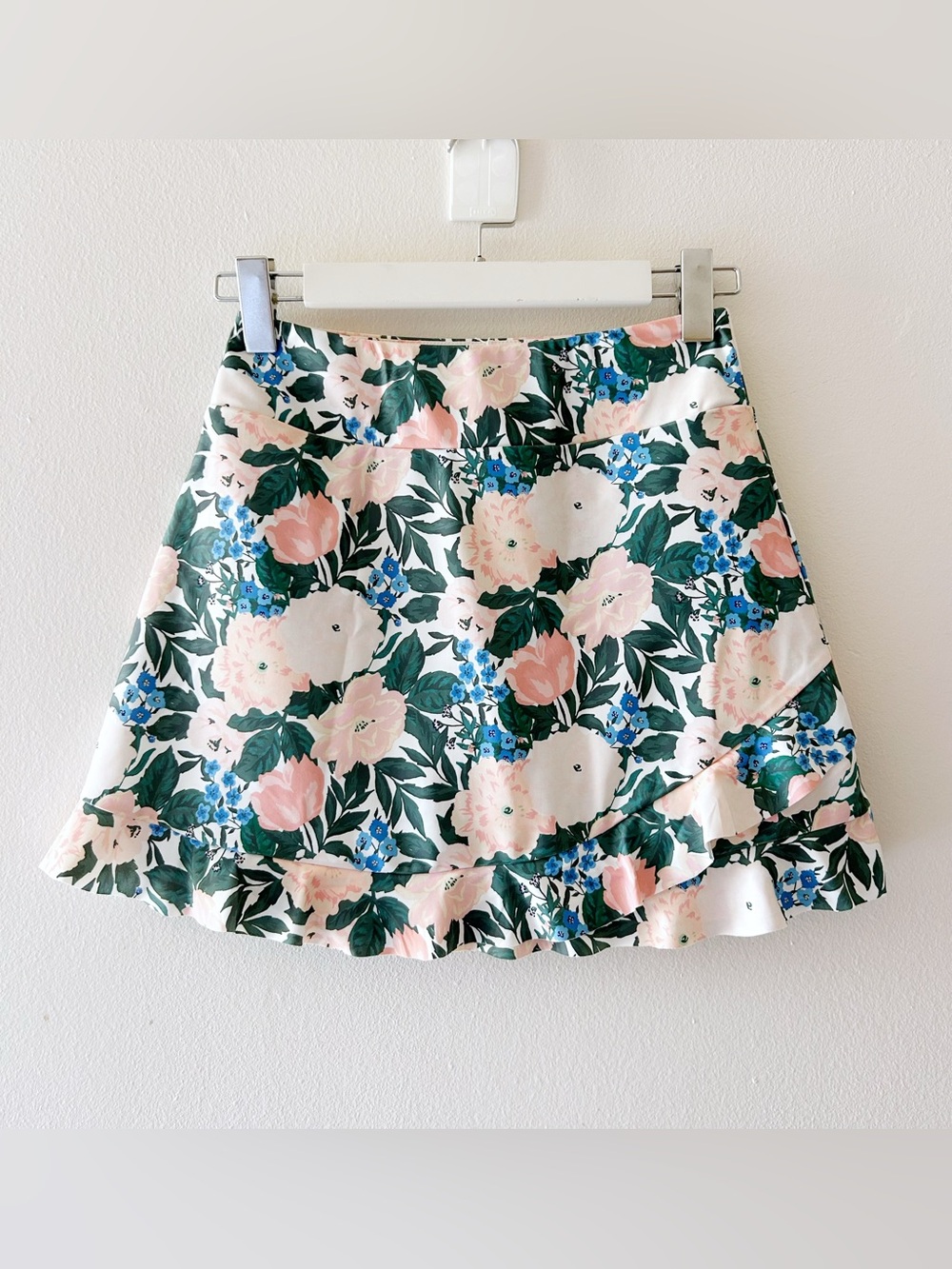 Lime Ricki Floral Ruffle Skater Skirt in Pink, Green & Blue